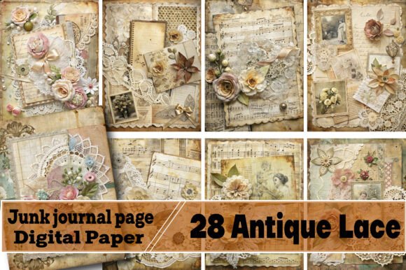Download Antique Lace Junk Journal Page - Premium Resources