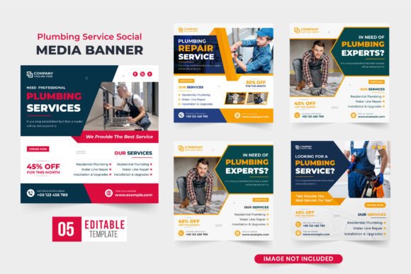 Download Plumbing Service Social Media Post Set - Media post Collection