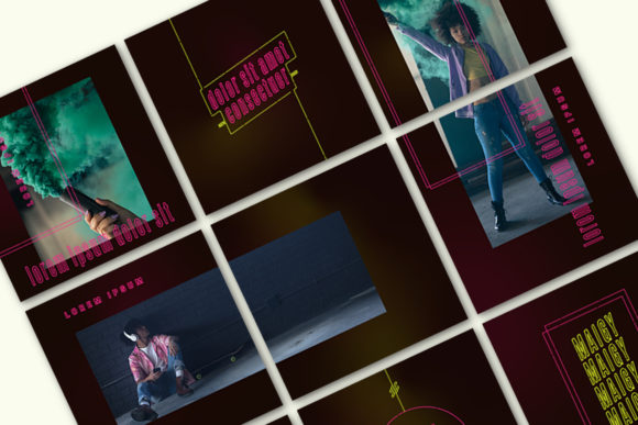 Download Neon Art Social Media Post Set - Media post Collection